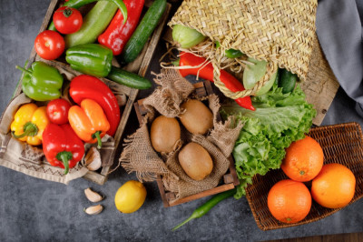 Fototapet de perete autoadeziv si lavabil Food22 - legume si fructe, 250 x 150 cm foto