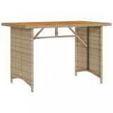 Cumpara ieftin Masa de gradina cu blat din lemn, bej 110x68x70 cm poliratan