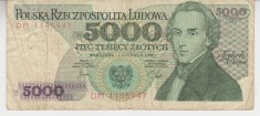 B11 5 - Bancnota foarte veche - Polonia - 5000 zloti - 1982