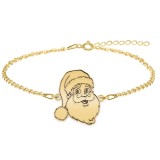 Santa - Bratara personalizata Mos Craciun din argint 925 placat cu aur galben 24K