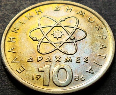 Moneda 10 DRAHME - GRECIA, anul 1986 *cod 1369 = &amp;Delta;&amp;Eta;&amp;Mu;&amp;Omicron;&amp;Kappa;&amp;Rho;&amp;Iota;&amp;Tau;&amp;Omicron;&amp;Sigma; foto