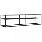 Cumpara ieftin Comoda TV, marmura neagra, 160x40x40,5 cm, sticla securizata