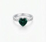 Cumpara ieftin Inel din Argint 925 cu Zirconiu Verde Smarald A n Forma de Inima , Colectia Emerald Love