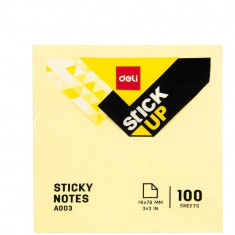 Notite Adezive Deli Stick Up, 100 File/Set, Galben, 76x76 mm, Notite Adezive Color, Notite Adezive Colorate, Biletele Adezive Color, Bloc Notes Adeziv