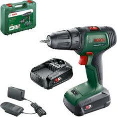 Masina de gaurit insurubat cu acumulator BOSCH UniversalDrill 18V, 2 trepte de putere, 1450 rpm, mandrina rapida 10 mm , contine 2 acumulatori 18v 1,5