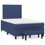 Cumpara ieftin Pat box spring cu saltea, albastru, 120x200 cm, textil