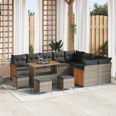 vidaXL Set de canapele pentru grădină 13 pcs Gri, gri &amp;icirc;nchis foto