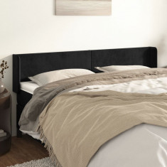 vidaXL Tăblie de pat cu aripioare negru 203x16x78/88 cm catifea