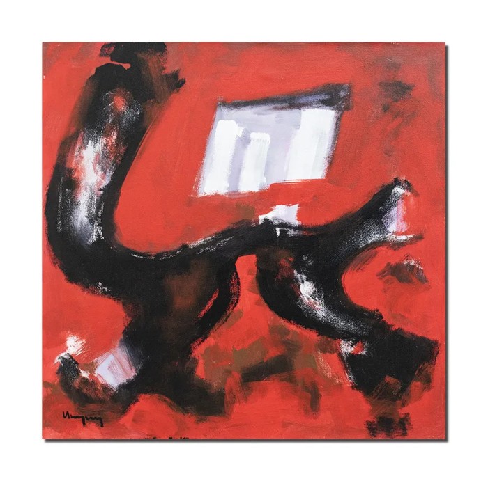 Tablou abstract pictat manual, Confluente, 60x60cm pictura ulei pe panza, Geo Ungureanu
