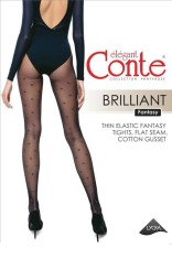 Ciorap subțire cu model picățele "Diamant", Conte Fantasy Brilliant - Nero, 2-S Standard