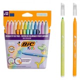 Set Carioci BIC, Lavabile, V&acirc;rf Mediu, Culori Pastel, 12 Bucăți