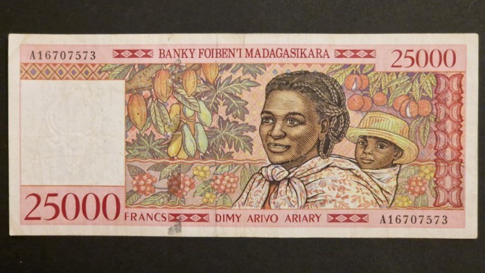 25000 Franci 1998 Madagascar VF