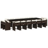 Cumpara ieftin Set mobilier de gradina cu perne, 17 piese, maro, poliratan