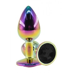 Dop Anal Metalic, Medium, Multicolor, Piatra Neagra, Guilty Toys