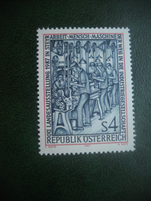 HOPCT TIMBRE MNH 664 EXPOZITIA ; MUNCA ,OM ,MASINA 1987 -1 VAL AUSTRIA foto