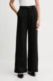 Bardot pantaloni culoarea negru, evazați, high waist, 58936PB4