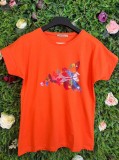 Cumpara ieftin Tricou Orange din Bumbac cu Fluturi Multicolori