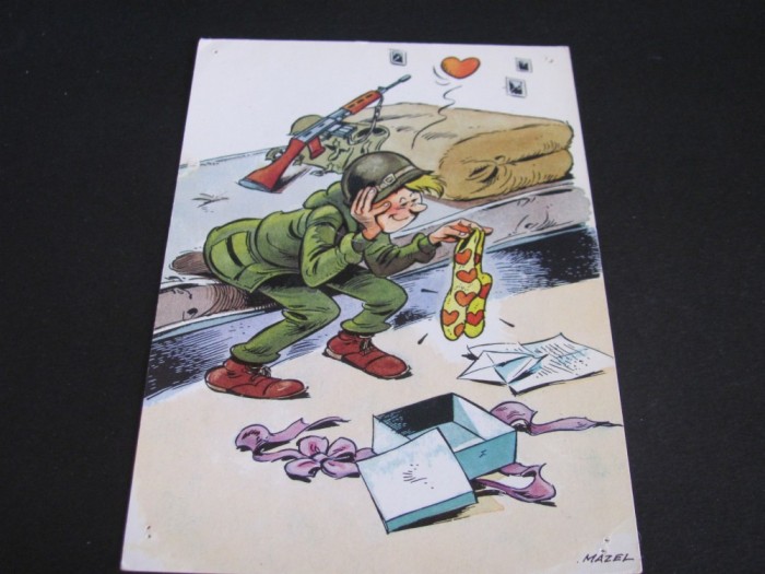 Carte Poștală Umoristică Militară Vintage - Soldat