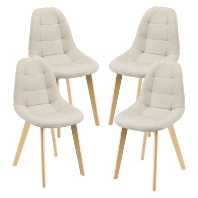 Scaune bucatarie Kopparberg G2VE set 4 buc poliester/ fag bej [en.casa] HausGarden Leisure foto