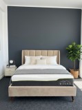 Pat Belmonde 160x200 Lada de Depozitare Tapitat Catifea Bej (cod ML2304-01)