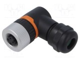 Conector LAPP M12 4 pini mamă unghi 90&deg; IP67 pe cablu 250V
