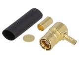 Mufă SMB mamă unghi 90&deg; 50&Omega; crimpat PTFE aurit