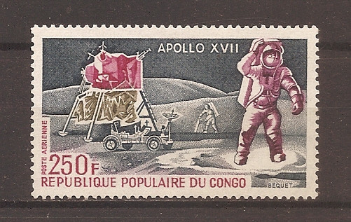 Congo 1973 - Zborul pe Lună al lui &bdquo;Apollo 17&rdquo;, PA, MNH