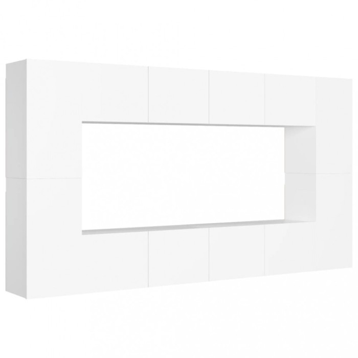 Set de dulapuri TV, 6 piese, alb, lemn prelucrat