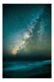 Tablou Canvas, "Calea Lactee deasupra oceanului albastru", Stele, Calea Lactee, Cer, Strălucire, Univers, Infinit, Peisaj, Frumusețe, Mister, Fascinaț
