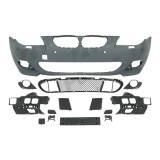 Set bara fata BMW Seria 5 (E60/E61), 2007-06.2010, cu gauri spalator si senzori parcare; grunduit, de vopsit; type M-Tech; cu grile inferioare; cu ga