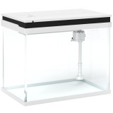 PawHut Acvariu de sticlă 41 L cu sistem de filtrare, lumini LED, pompă, pentru diverse specii de pești, Alb | Aosom Romania