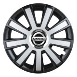 Cumpara ieftin Set 4 capace roti Silver/black cu inel cromat R14 pentru gama auto Nissan, Autohelix MSA