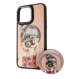 Husa MagSafe pentru Apple iPhone 13 Pro Max, BOTER, MagPopsocket Photo Girl, Multicolor