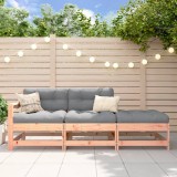 Set 3 piese mobilier gradina vidaXL, lemn masiv Douglas, cu perne gri, canapea, scaun, taburet
