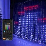 Cumpara ieftin Perdea Luminoasa Craciun SMART 2x2m, 400 LED RGB, Telecomanda/App, Exterior/Interior IP65, Alba, Personalizabila