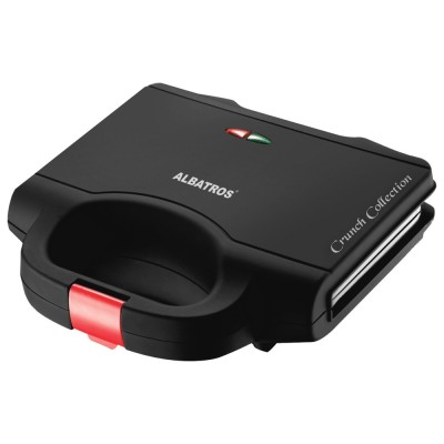 Sandwich maker, Albatros S2B-750, 750 W, negru, placi neaderente tip grill, maner termorezistent, indicator luminos incalzire foto