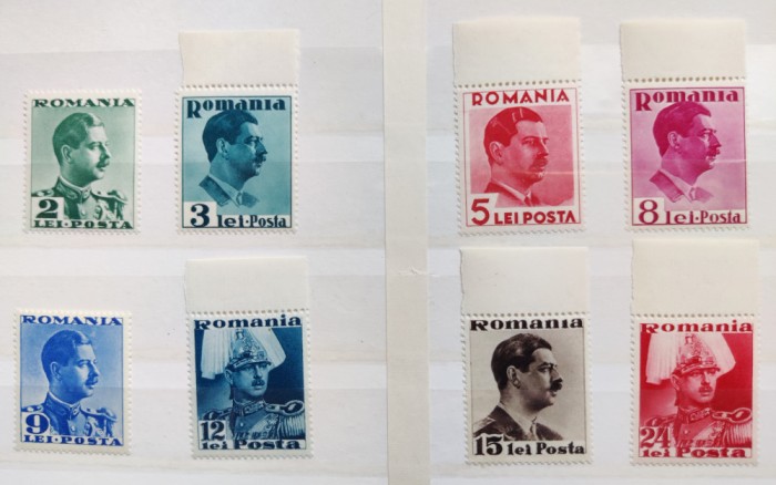 ROMANIA 1940 - Uzuale Carol II - serie MNH** cu 1 margine - LP 140 nestampilate