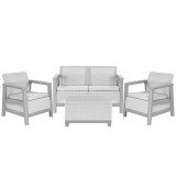 Set de mobilier de grădină Scandi Linea cu masă cu spațiu de depozitare din iută