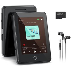Player MP3 cu Touchscreen, 2.4&quot;, Bluetooth 5.2, 80GB, HiFi, FM Radio, Reportofon, E-book, Alarma, Cronometru, USB-C, Casti, Negru