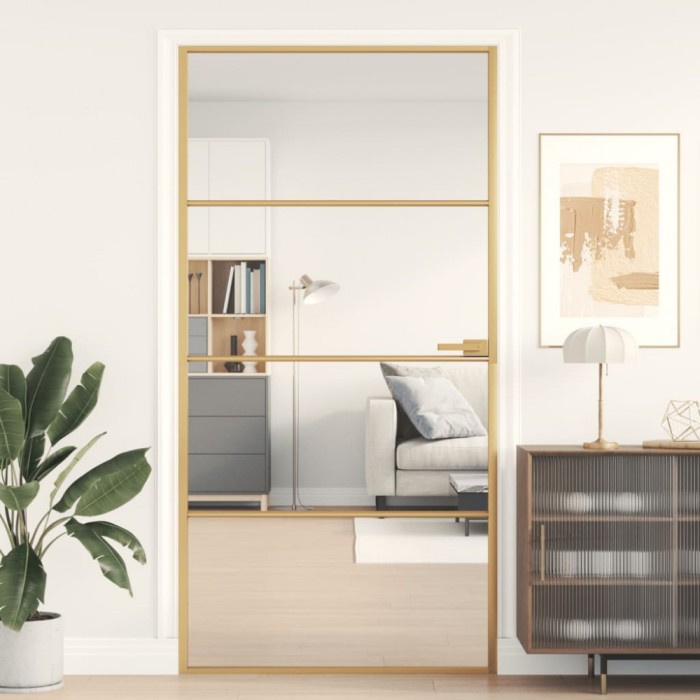 vidaXL Ușă interior Slim auriu 102,5x201,5cm sticlă temperată/aluminiu 155135