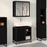 Cumpara ieftin Set de mobilier pentru baie 2 buc. Stejar Negru 65 x 33 x 60 cm