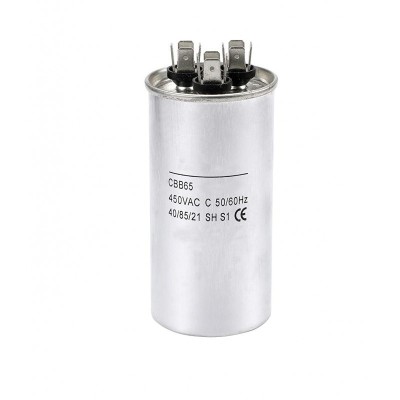 Condensator din Aluminiu ELS-CBB65-30, Tensiune 370 V, 30 uF, Forma Cilindru, Argintiu foto
