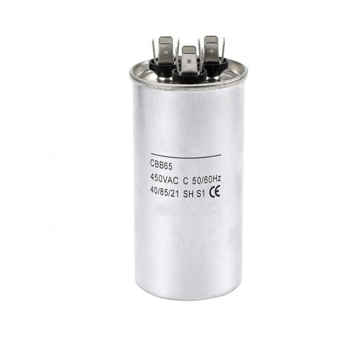 Condensator din Aluminiu ELS-CBB65-30, Tensiune 370 V, 30 uF, Forma Cilindru, Argintiu