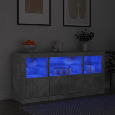 vidaXL Servantă cu lumini LED, gri beton, 142,5x37x67 cm 3209068 foto