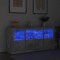 vidaXL Servantă cu lumini LED, gri beton, 142,5x37x67 cm 3209068