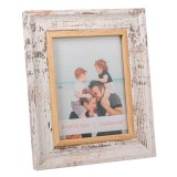Ramă Foto Deco, Model Alb Brushed, 15x20cm, Material Lemn și Sticlă