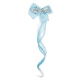 Clamă Păr Copii, Model Fundiță, Culoare Ciel și Argintiu, Lungime 35 cm, Oem