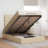 vidaXL Cadru de pat otoman cu saltea crem 120x190cm stofa 3313228