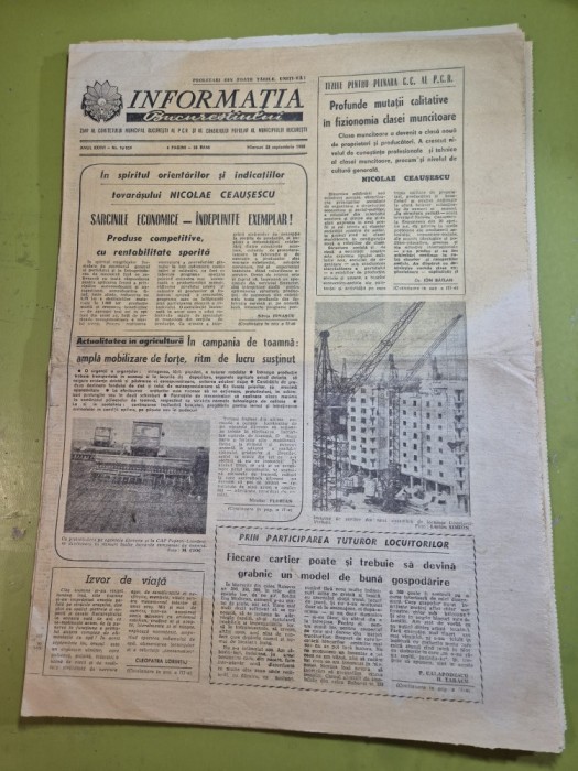 ziarul informatia bucurestiului 28 septembrie 1988