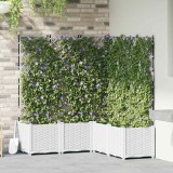 VidaXL Jardiniere de grădină cu spalier, 5 buc., alb, 120x40x143 cm